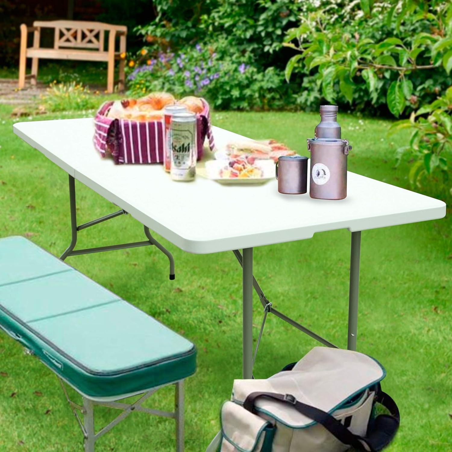 Table Pliante En Plastique Portable, Pique-Nique En Plein Air, Camping, Salle À Manger, Fête Intérieure Très Tendance Et Très Pratique.