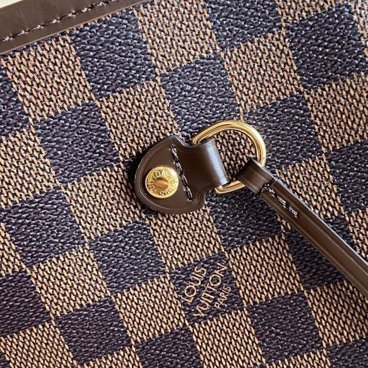 Sac Cabas Louis Vuitton Neverfull Grand Modèle En Toile Damier Azur Et Cuir Naturel