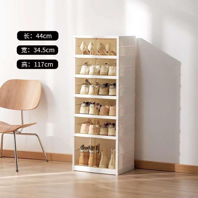 Rangement De Chaussures 6 Étagère Plastique, Boîte De Rangement Transparente Pour Chaussures