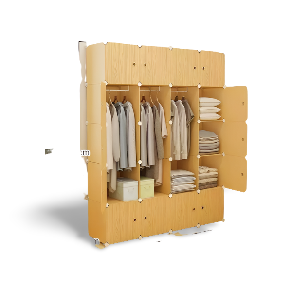 Garde-Robe Simple imitation Bois, Assemblage Economique, Plastique Simple, Imitation Bois, Armoire De Dortoir Moderne