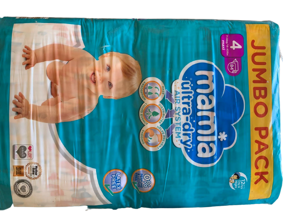 Couches Ultra Sèches Mamia Taille 4, 84 Couches Ulta Dry, Poids 7-18kg