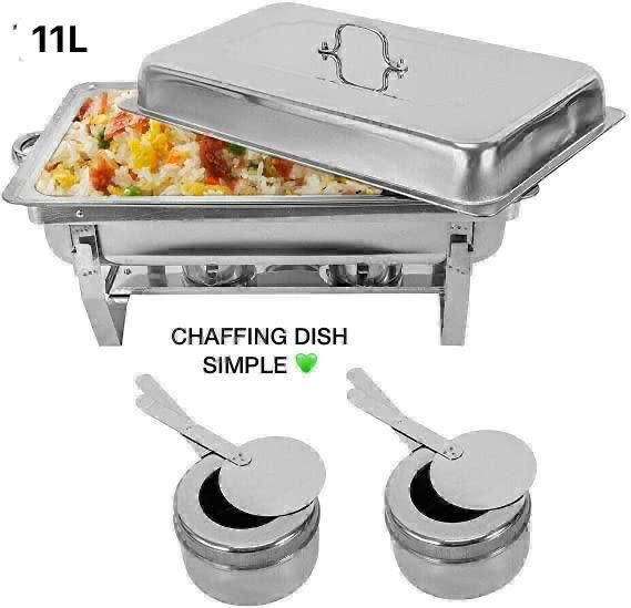 Ensemble de réchauds en Acier Inoxydable Ensemble de réchauds de Restauration en Argent pour Buffet, Ensemble de réchauds rectangulaires, pour Buffet Traiteur Kitchen Party (Taille: 11L)