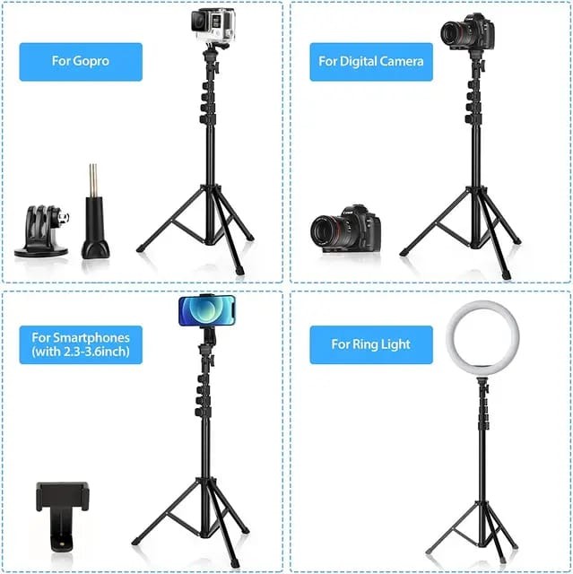 Trépied De Téléphone  65 Cm À 165 Cm, Litelong Extensible Selfie Stick Trépied Stand, Caméra & Support De Téléphone portable Léger Avec Télécommande Sans Fil Shutter Compatible Avec iPhone & Android