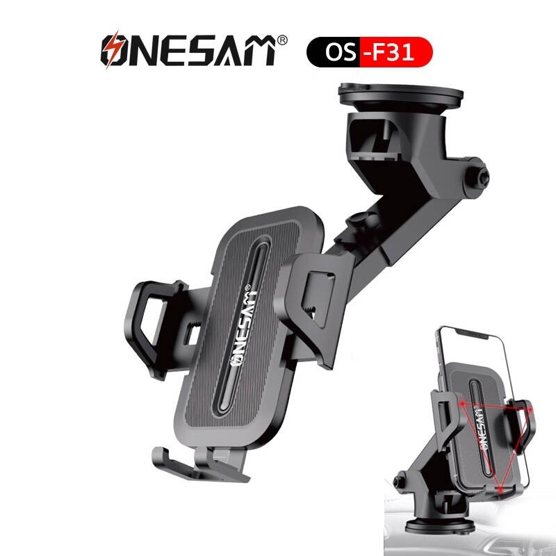 Onesam Modèle OS-F31, Support De Téléphone Portable, Support De Voiture, Car Mount, Support De Pare-Brise Et Tableau De Bord, Rotation A 360° (Noir)