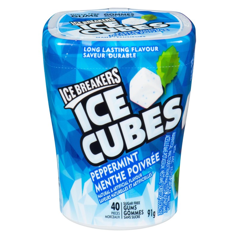 ICE BREAKERS ICE CUBES Gomme Sans Sucre A La Menthe Poivrée
