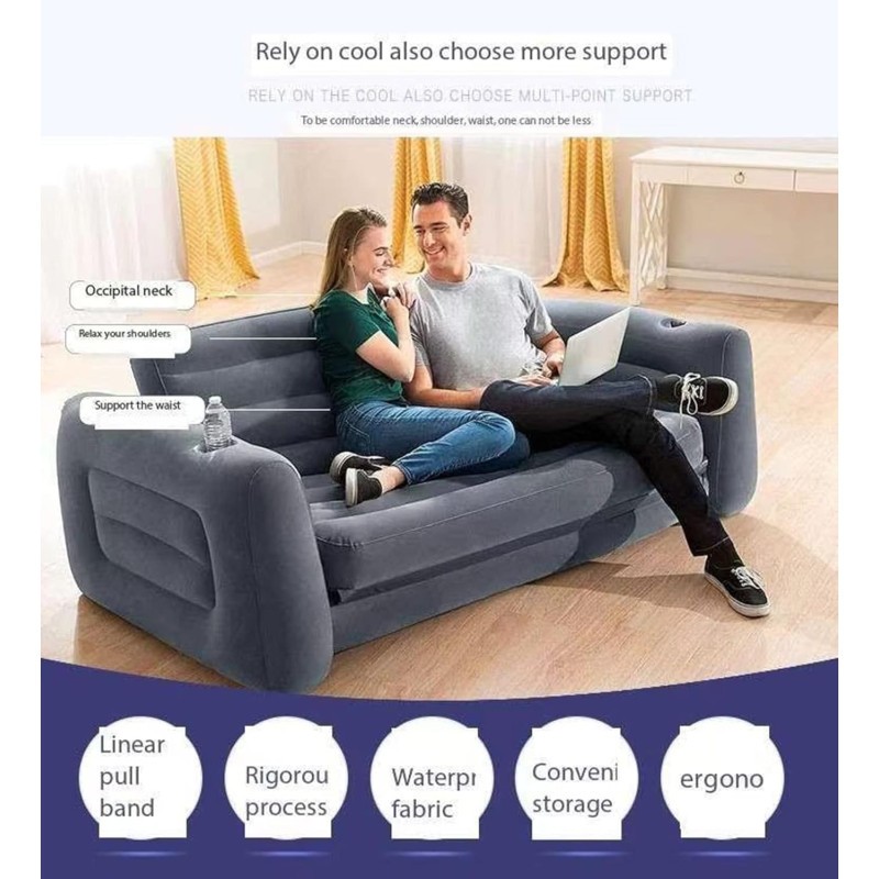 Canapé-lit gonflable nordique 2 Places pour adultes, fauteuil inclinable relaxant, dormeur convertible, grand canapé pliable, meubles de salon