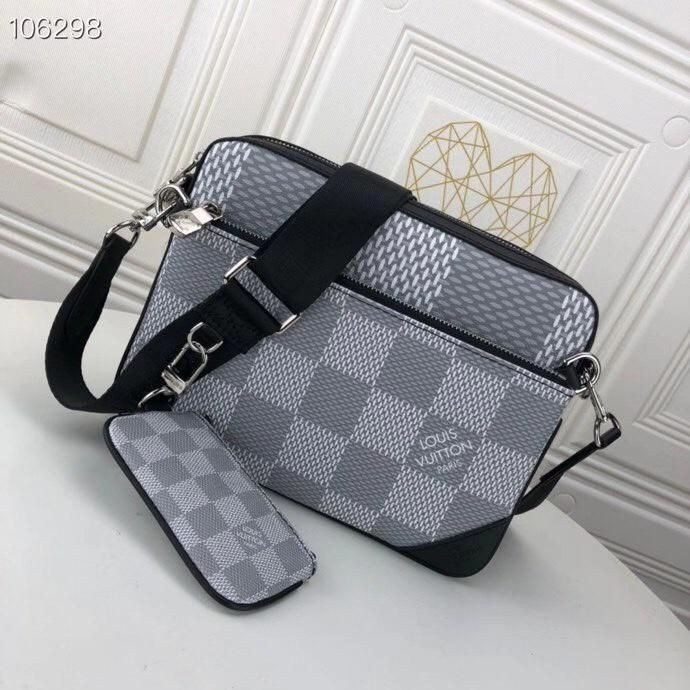 Ensemble 3 Pièces Sac Louis Vuitton Monogram Eclipse Pour Homme En Toile, Réplique En Cuir