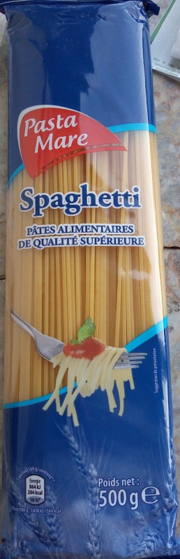 Spaghetti De Blé Dur Pasta Mare Poids 500g Pâte Alimentaire