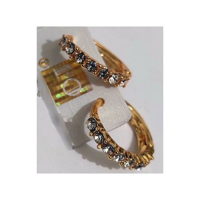 Boucle D'oreille Jolie Femme Plaqué  Or   Cristal