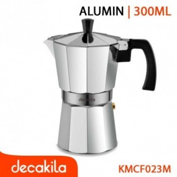 Cafetière 6 Tasses Decakila En Aluminium Avec Soupape De Sécurité, Compatible Avec Gaz, Vitrocéramique Et Électrique, Moka Pot 6 Cup