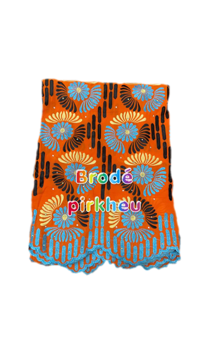 Tissu brodé prikheu 5 yards