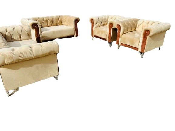 Ensembles De Canapé De Luxe Rétro En Cuir Nubuck Arabe, Chesterfield A Boutons 7 Places