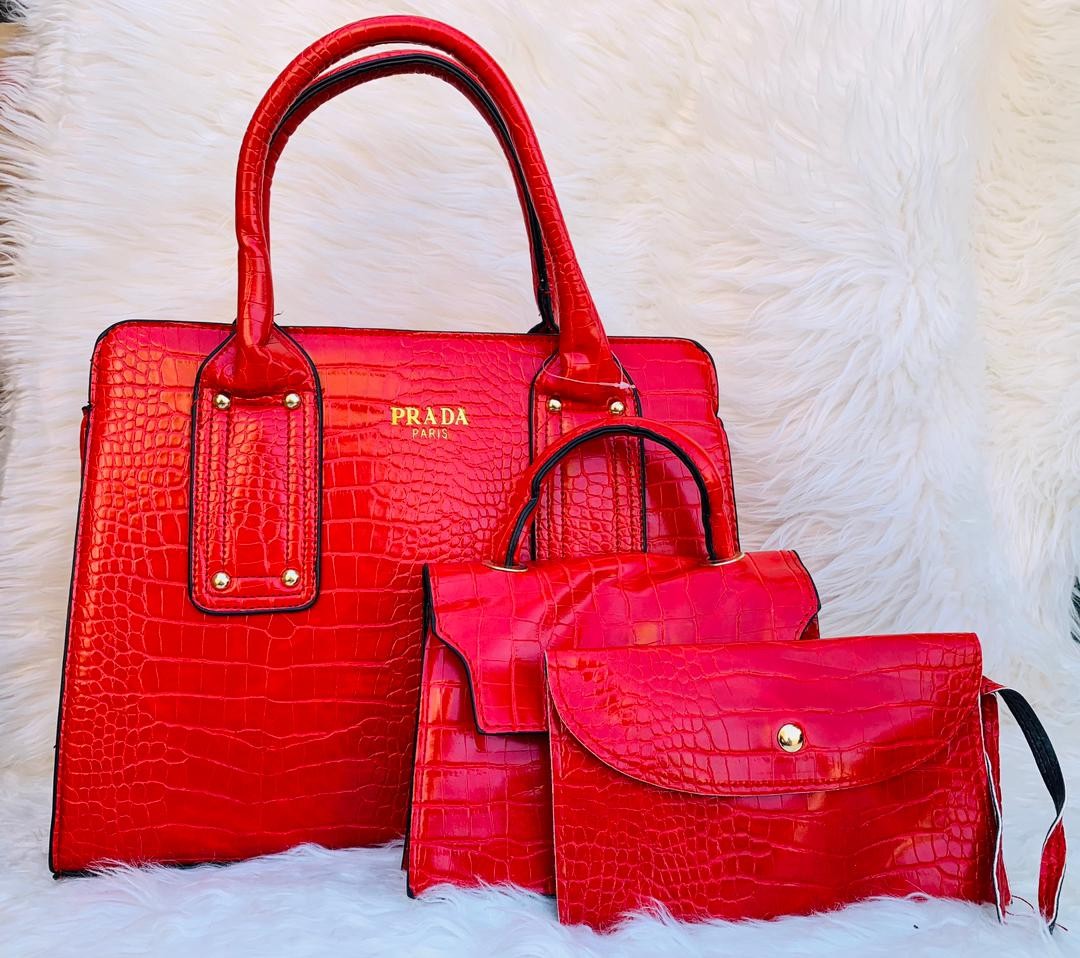 Ensemble 3 Pièces De Sac À Main Prada Pour Femme En Cuir Avec Une Qualité Garantie Original