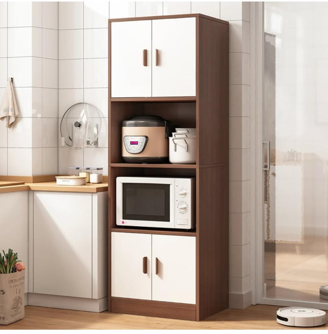 Étagère de cuisine Farmhouse Buffet en noyer pour micro-ondes