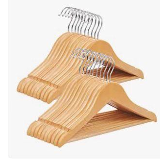 Pack De 12 Cintres  Bois, Cintre en  bois, Pour Vos Chemises , Vestes, Ou Blouses Pour Un Rangement Simple De Vos Habits