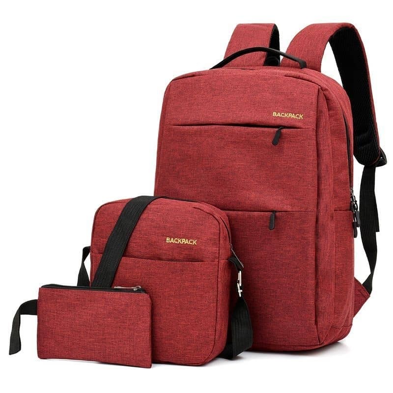 Sac À Dos Pour Hommes, Ensemble de 3 Pièces, Sac À Dos De Voyage En Plein Air Pour Ordinateur Portable, Sacs D'école En Nylon USB Décontractés Multifonctionnels Pour Adolescents
