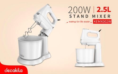 Mélangeur Sur Socle, Puissance 200 W, Tension 220-240 V 50/60 Hz, Bol En Plastique De 2,5 Litres, Stand Mixer