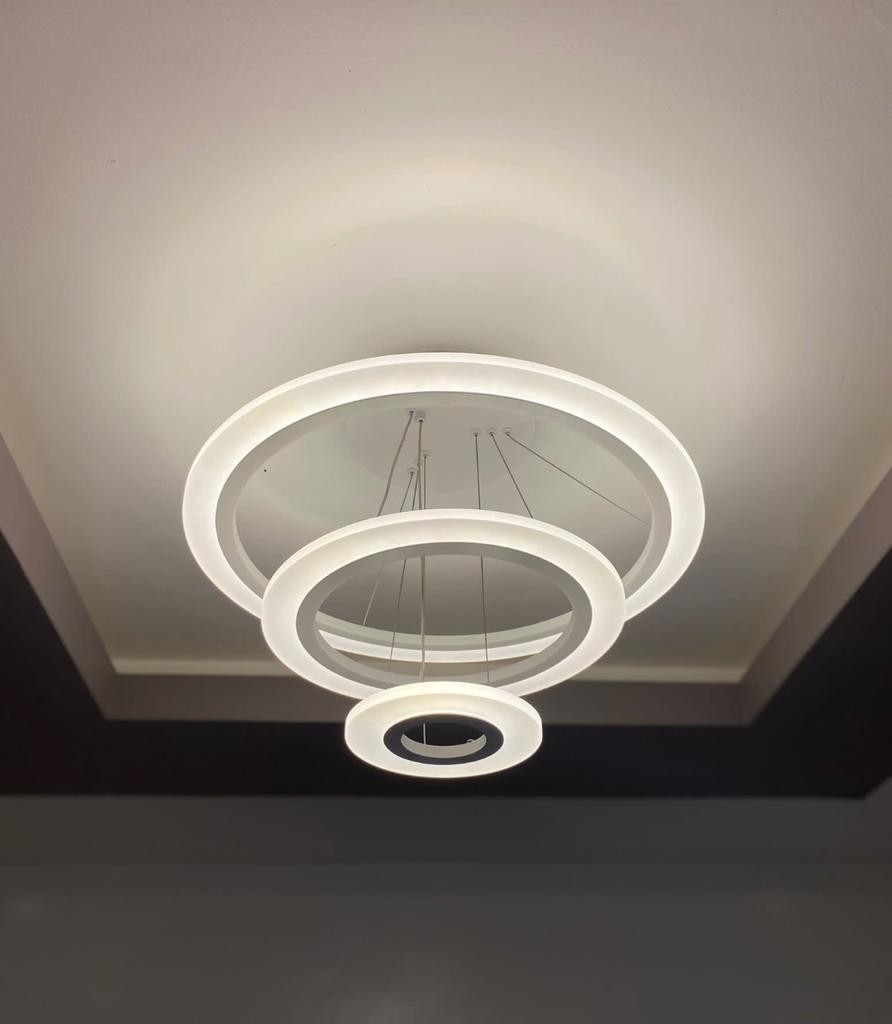 LUSTRE 3 CERCLES BLANC