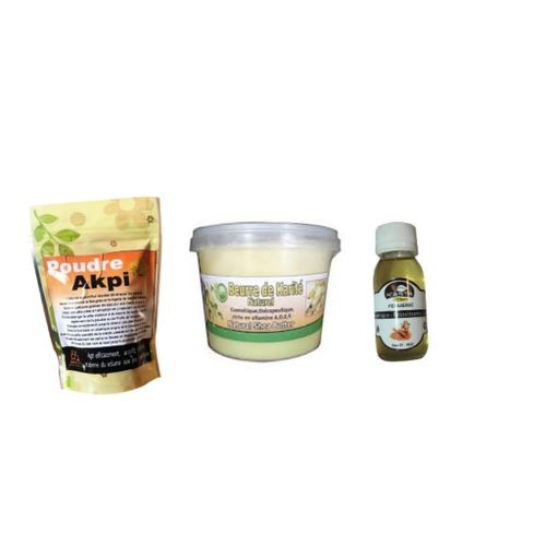 Generic Pack de mélange Poudre Akpi 50 Gr -Huile Fenugrec 60 ml- Beurre de Karité 250 Gr