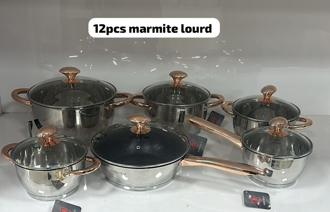 Ensemble 12 Pièces Casseroles Batterie De Cuisine Inoxstainless Steel