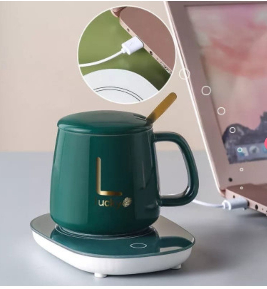 Tasse Electrique en Céramique  avec Coussin Chauffant, pour Boisson-Café-Lait