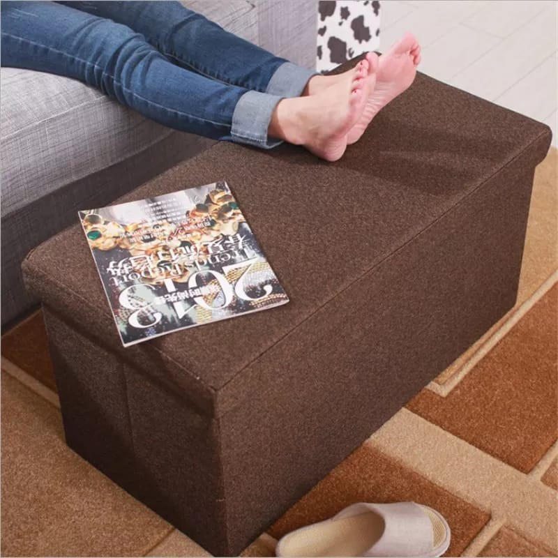 Coffre De Rangement Brun 131L 115x38x38cm Couvercle Pliable Siège Pouf Similicuir Banc Maison Salon Chambre Boîte Rangement