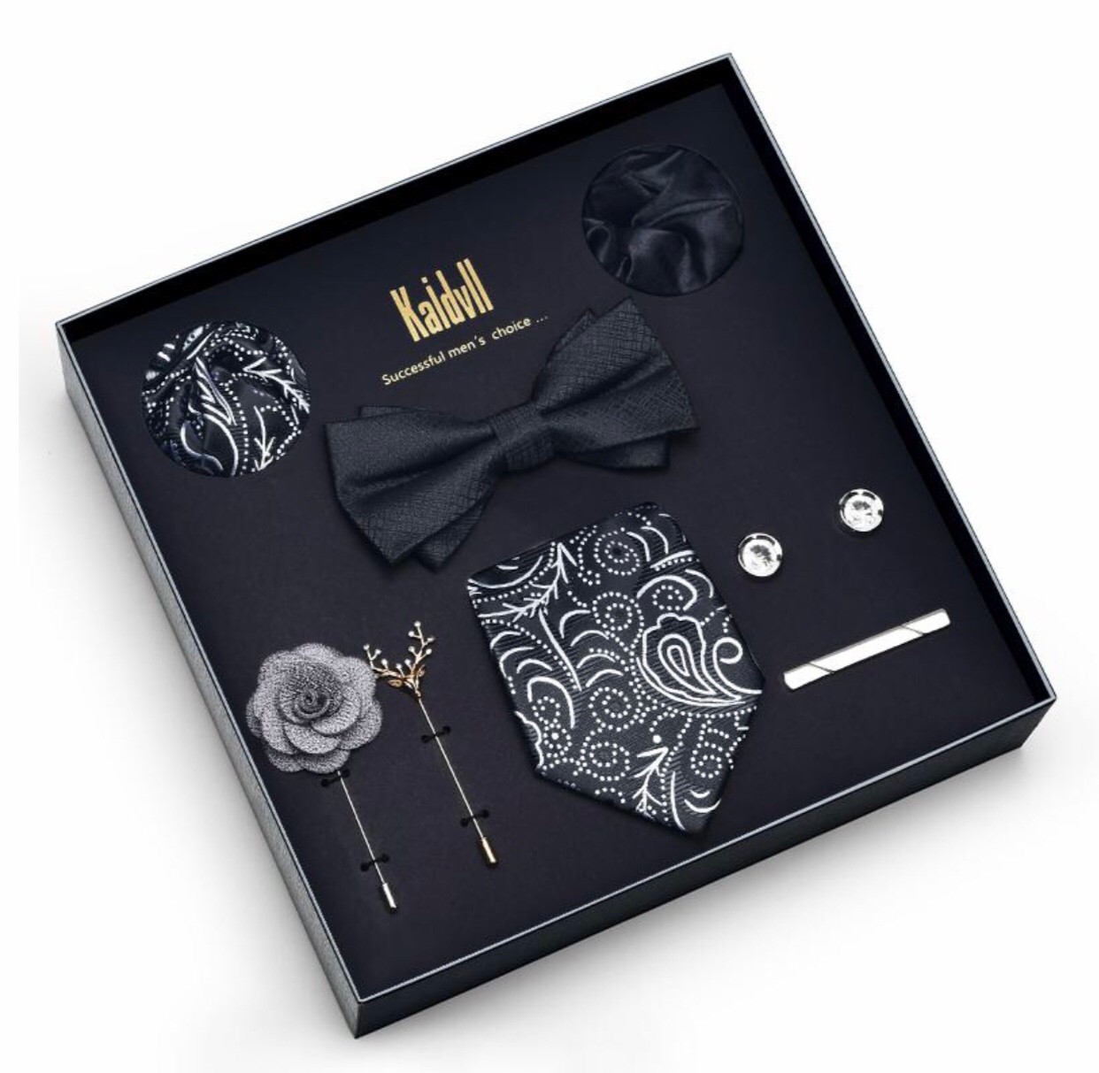 Mariée Corsage Nouveaux Hommes Cravate, Ensemble Cravate Nœud Papillon Corsage Poche Carré Et Cravates Clip Boîte-cadeau Pour Le Mariage D'affaires Pour Mariée Et Demoiselle D'honneur