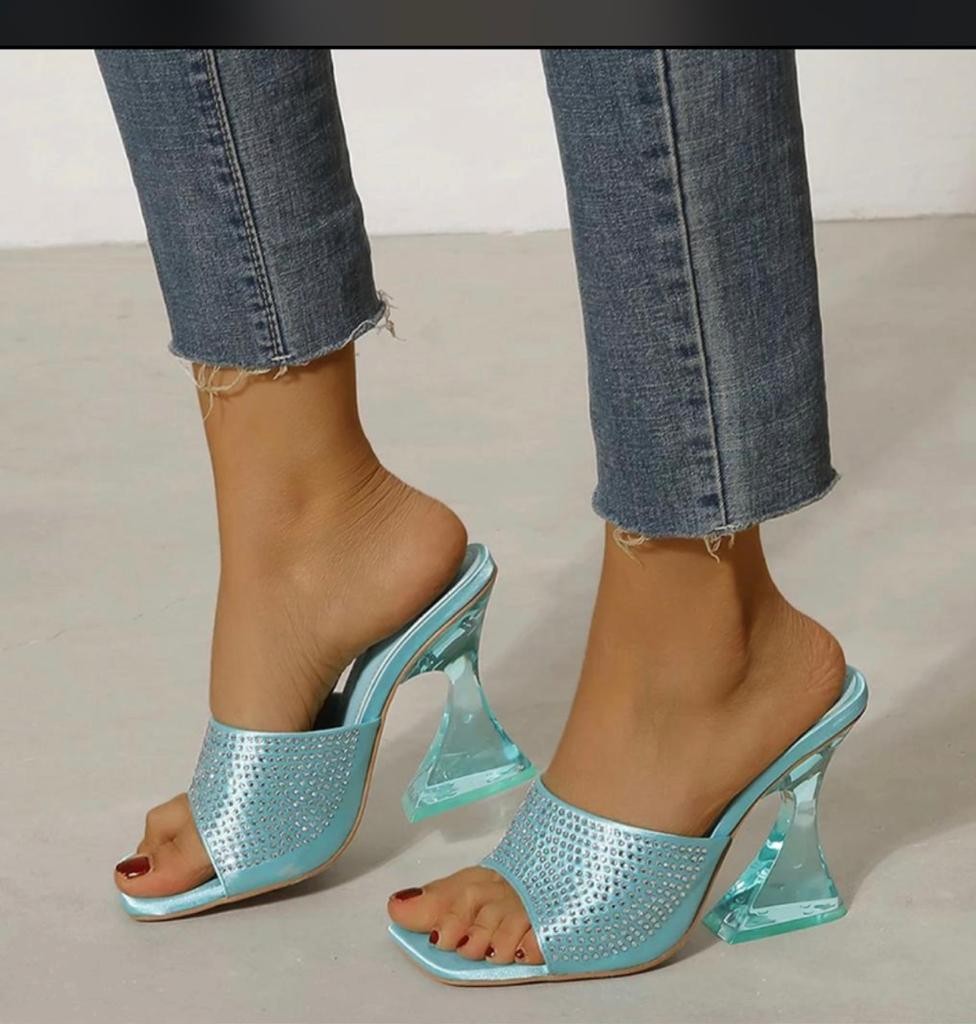 Nouveau  Sandales Femmes Sexy Paillettes Talons Hauts Bling Sans Lacet Chaussures Femme Fête Club Robe Chaussures Pantoufles Sandales Mujer 43