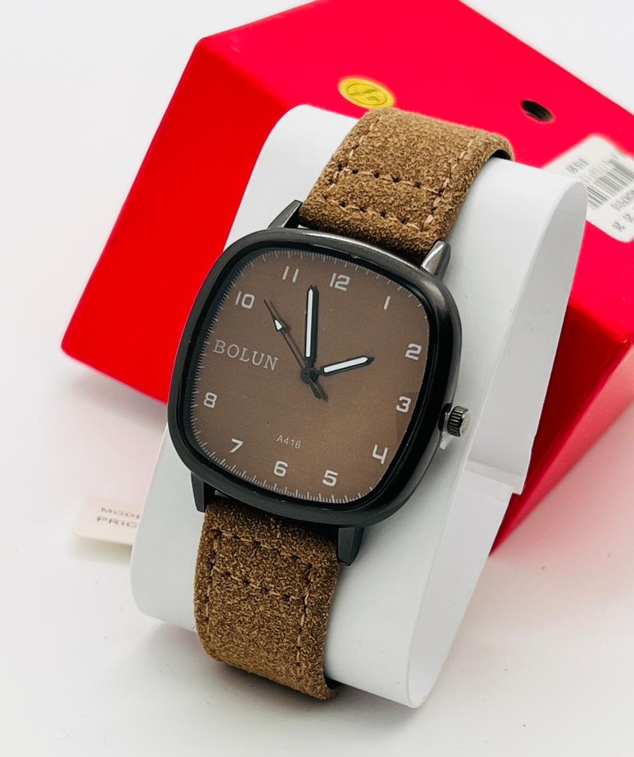 Bolun Montre  Avec Cadran Carré Et Bracelet En Cuir Pour Unisexe Avec ou Sans Boite