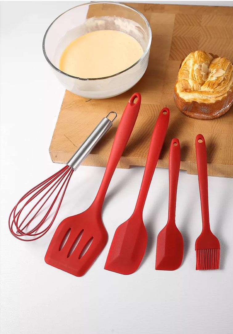 Ensemble Ustensile De Cuisine En Silicone 5 Pièces Facile À Utiliser Et Durable