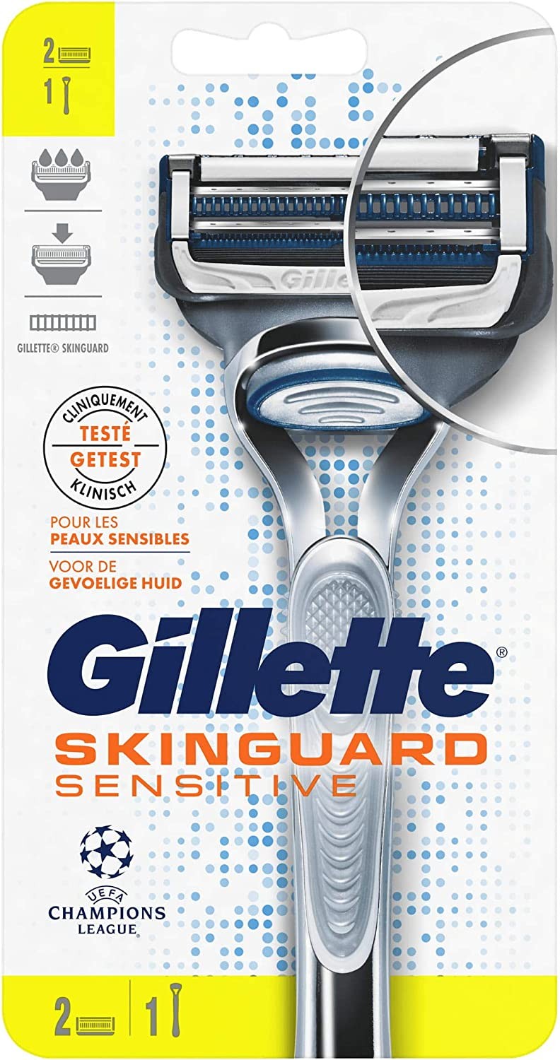 Rasoir Barbe Gillette SkinGuard Peaux Sensibles Avec FlexBall 2 Recharges De Lames 1 Unité