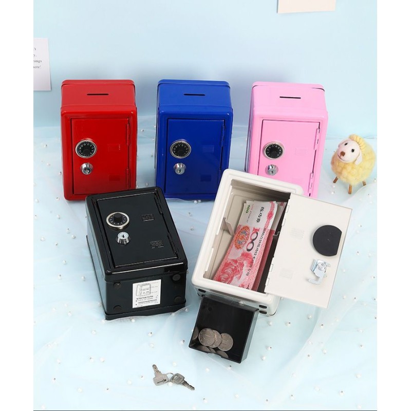 Mini Coffre-fort en métal, caisse de rangement pour bijoux, caisse d'épargne secrète 15x12x8cm