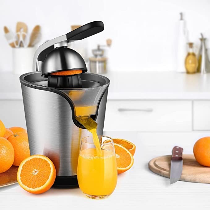 Flexzion Presse-Agrumes Electrique Pour Oranges Et Citrons Pamplemousse – Presse-Agrumes Electrique – Presse A Citron – Extracteur De Jus – Machine Ergonomique En Acier Inoxydable