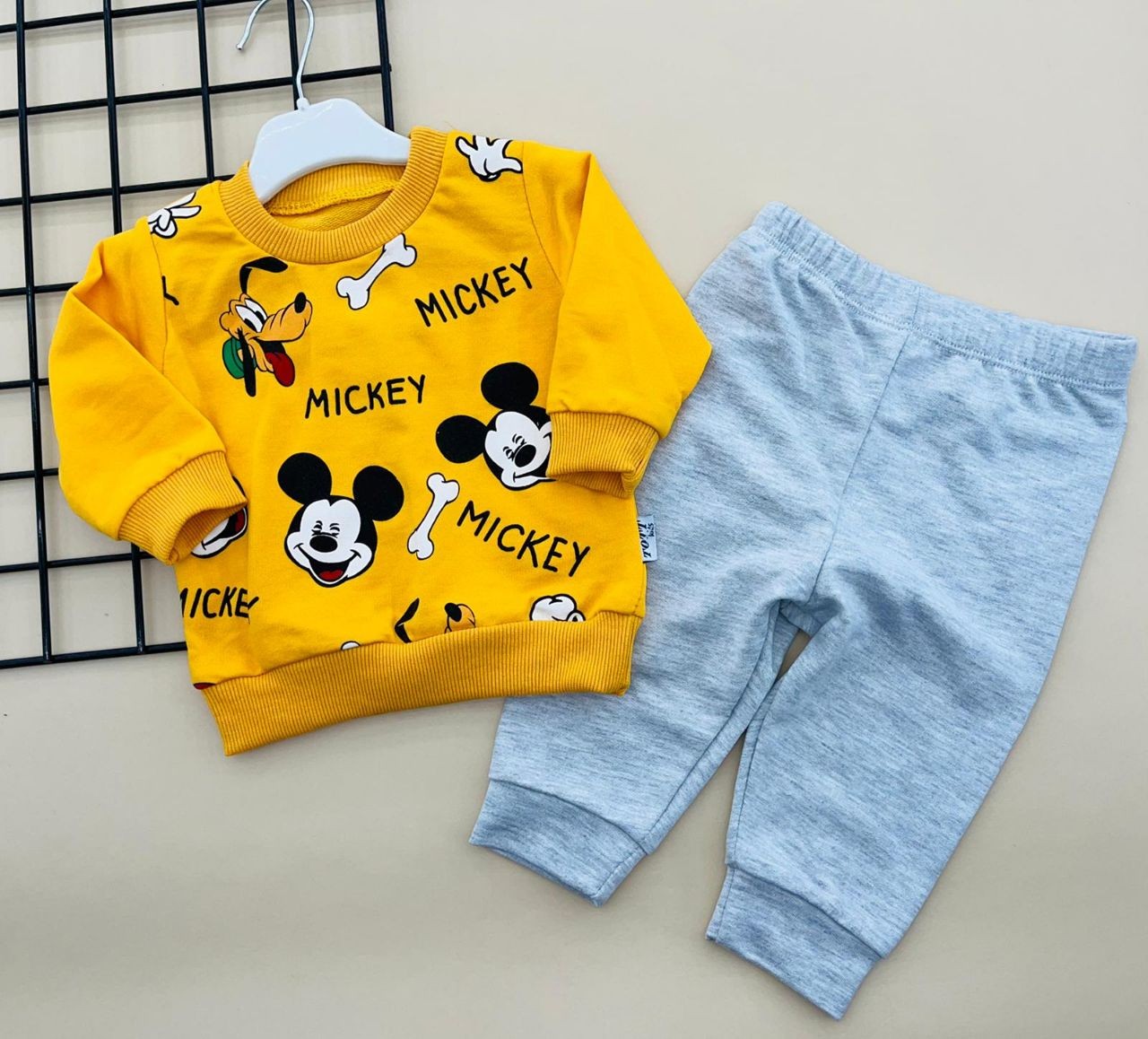 Vêtements Bébé Garçons Filles Imprimé Mickey À Manches Longues Tops + Pantalon Enfants Coton Vêtements Ensembles