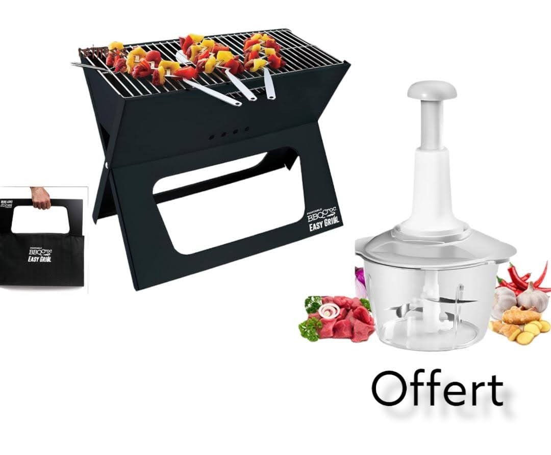 Barbecue au charbon plus hachoir manuel offert