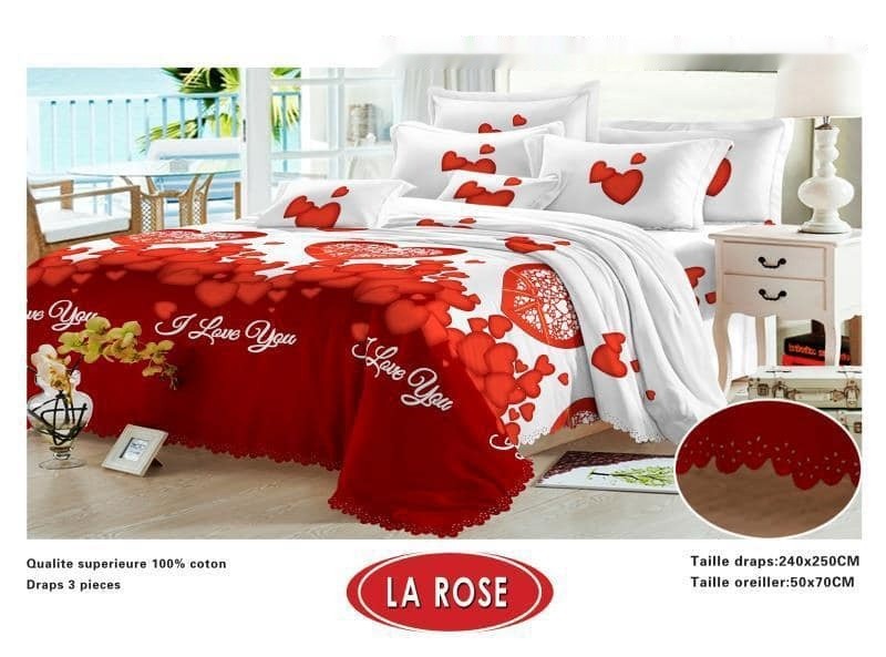 Drap De Lit En Coton Pure– 3 Pièces – 220X240cm