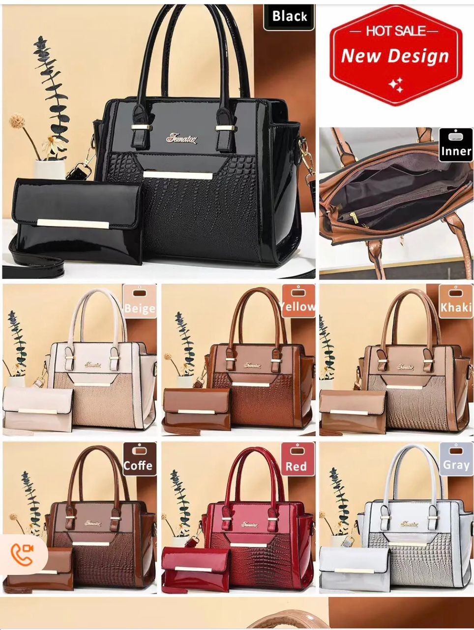 Ensemble Sac A Main 2 Pièces New Design Pour Femmes,  Les Dames D'affaires