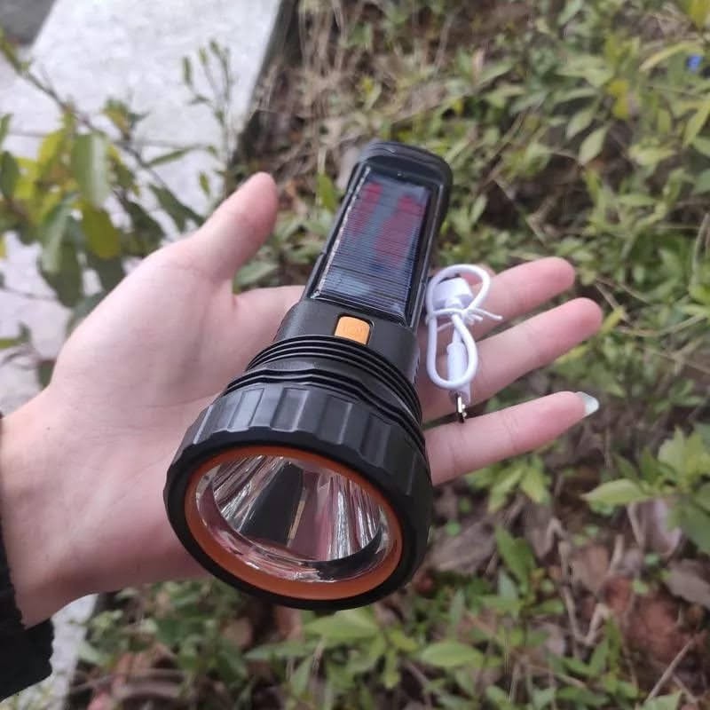 Lampe Torche Led Ultra Puissante Rechargeable + Alarme 90dB Chargeur Solaire [Lampe Multifonction :Led Puissantes + Led Ambiance + Aimant + Brise glace + Boussole + Power-Bank + 4 Modes A Armes 90dB]