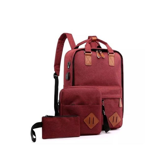 Ensemble Sac à Dos 3 Pièces Backpack SMART  Rouge