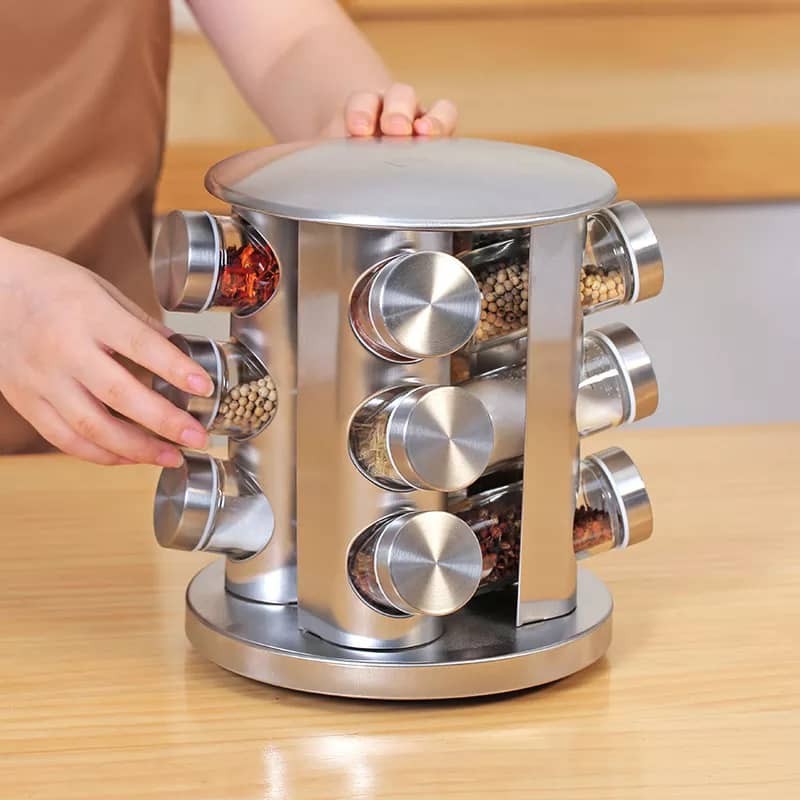 Ensemble De Pots À Epices, Pot De Cuisine, Nouveau Design, Support Inox Produit De Conserve