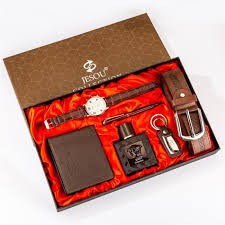 Coffret Montre Homme Porte-clés Stylo Costume Six Pièces