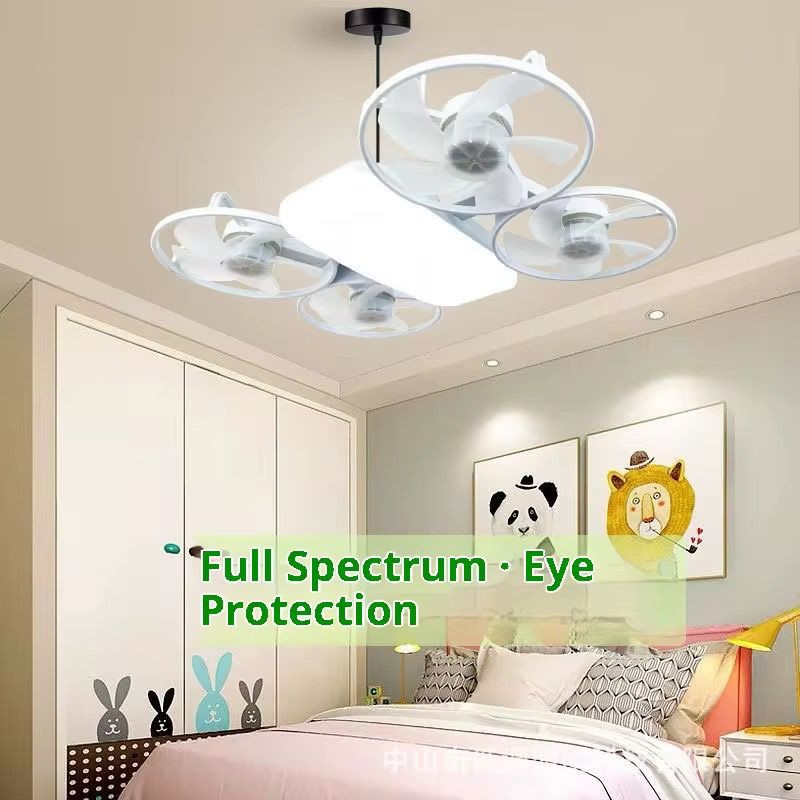 Ventilateur Plafonnier LED Pliable avec Télécommande – 3 Vitesses, Silencieux & Puissant