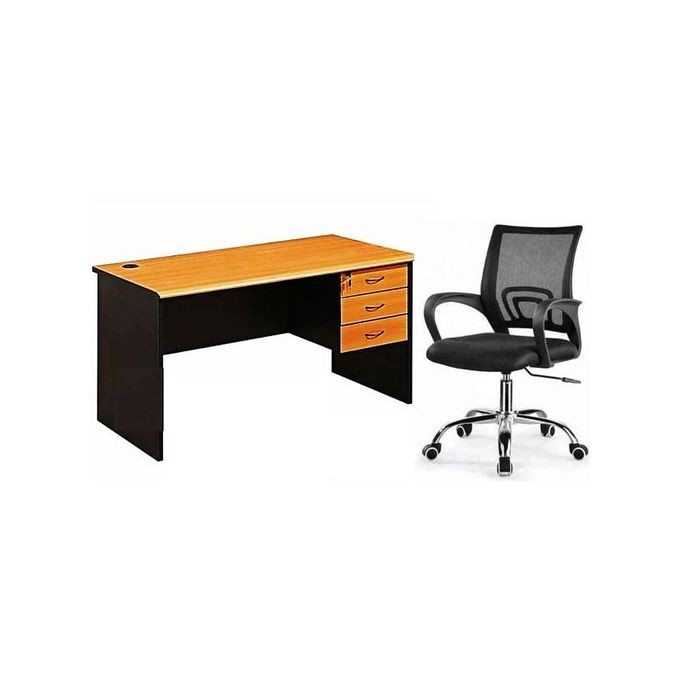 Ensemble Table De Bureau 140 Cm + Chaise Fauteuil