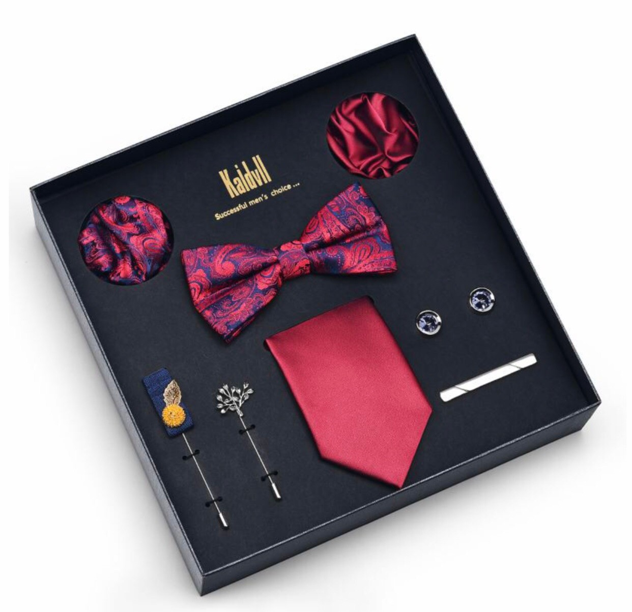 Mariée Corsage Nouveaux Hommes Cravate, Ensemble Cravate Nœud Papillon Corsage Poche Carré Et Cravates Clip Boîte-cadeau Pour Le Mariage D'affaires Pour Mariée Et Demoiselle D'honneur