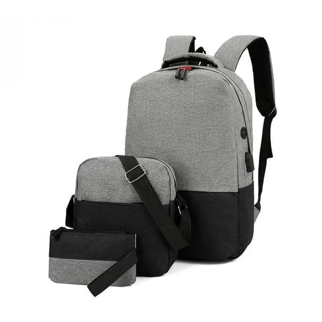 Sac A Dos  Hommes Et Femmes 3 En 1 Sac A Dos Ado Sac Université Lycée Scolair Bag Nylon Backpack