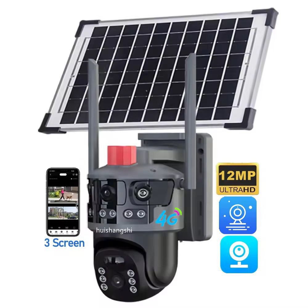 Hongnaer 8MP HD 3 Vidéo 4G Caméra de sécurité solaire sans fil Eseecloud Double objectif 4K WiFi 4G Carte Sim Surveillance Caméra de vidéosurveillance solaire