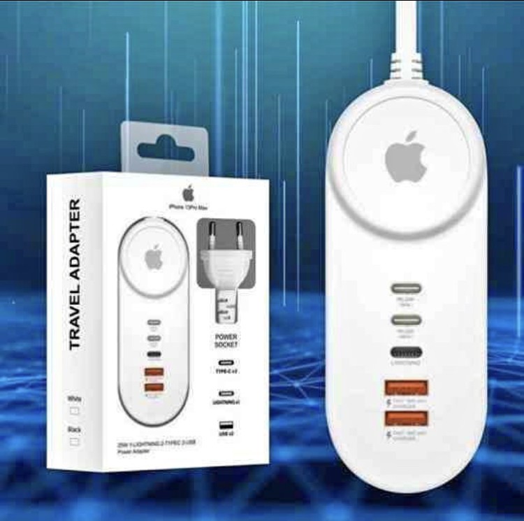 Prise De Courant PD 40w (MAX) 1-Éclairage 2-TypeC 2-USB 5 Prises Adaptateur De Prise De Courant