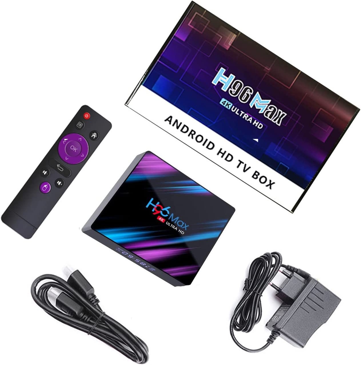 H96 Max Android 10.0 TV Box Smart TV Box 4G RAM 32G ROM Rockchip RK3318 Quad Core 2.4G / 5.0G WiFi LAN Bluetooth 4.0 HD 4K Lecteur multimédia Intelligent (4Go RAM+32Go ROM)-Android Box TV - H96MAX