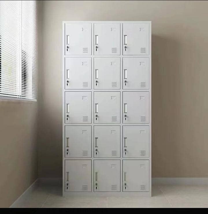 Casier vestiaire Armoire Métallique 15 Compartiments Armoire à casiers Vestiaire Metallique Armoire vestiaire Metal Acier-Gris-avec 15 casiers