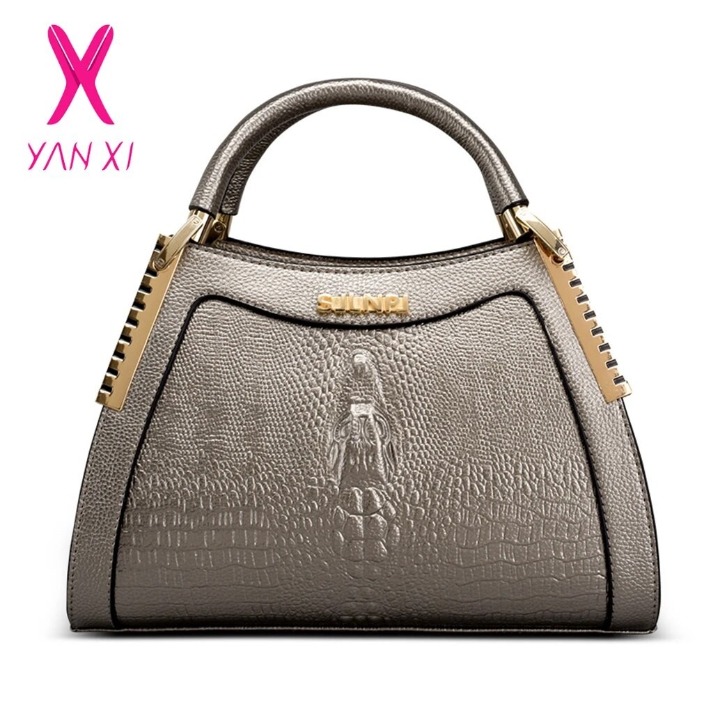YANXI Mode Alligator Cuir Sac A Main Femmes Sac De Messager Tête De Crocodile Sac A Bandoulière Pour Femmes Sac A Main De Fête
